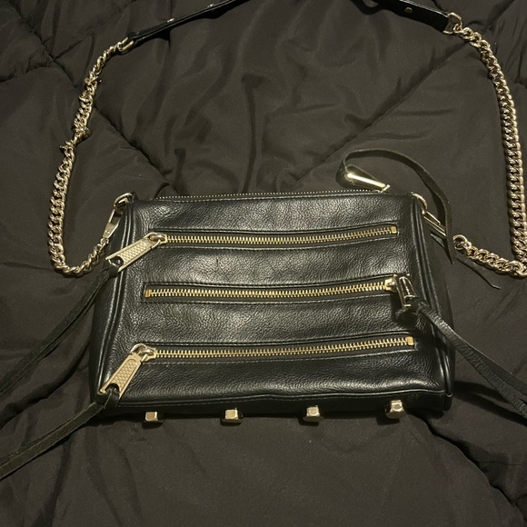Rebecca Minkoff Handbags - Rebecca Minkoff Black and Gold Shoulder Bag with Chain Strap